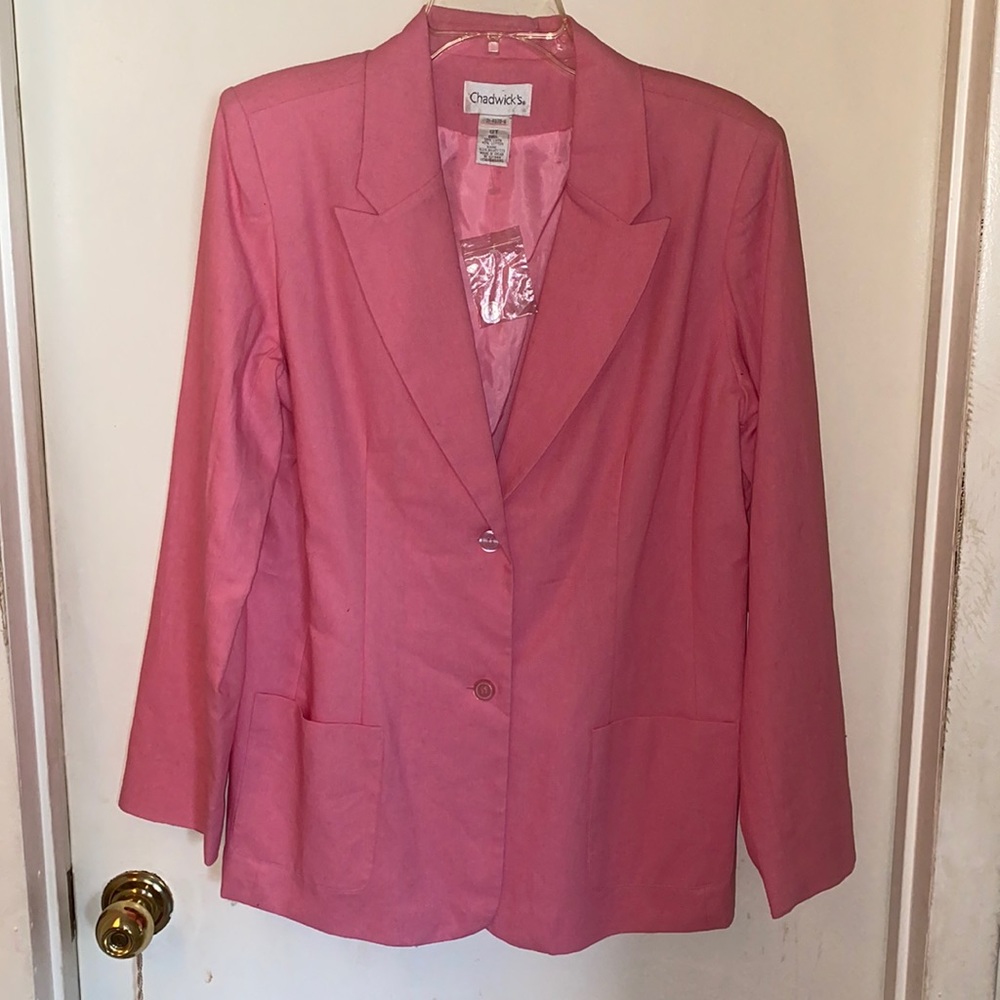 Chadwick’s pink linen blazer, size 12, buttons, pockets